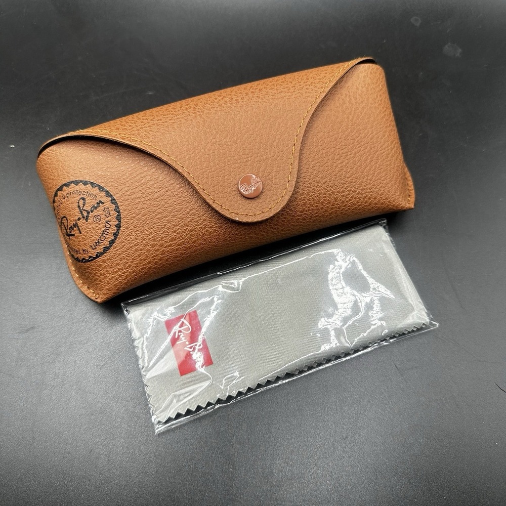 Ray-Ban Luxottica Sunglass Eyeglass Brown Semi-Hard Faux Leather Case & Cloth